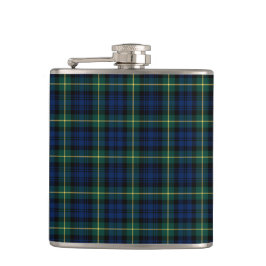 Dark Blue und Green Gordon Clan Scottish Kariert Flachmann