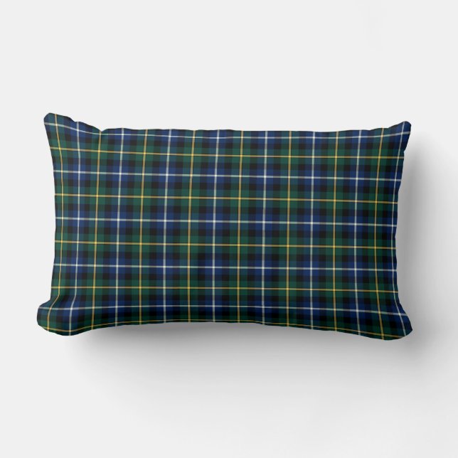 Dark Blue und Green MacNeil Clan Scottish Kariert Lendenkissen (Vorderseite)