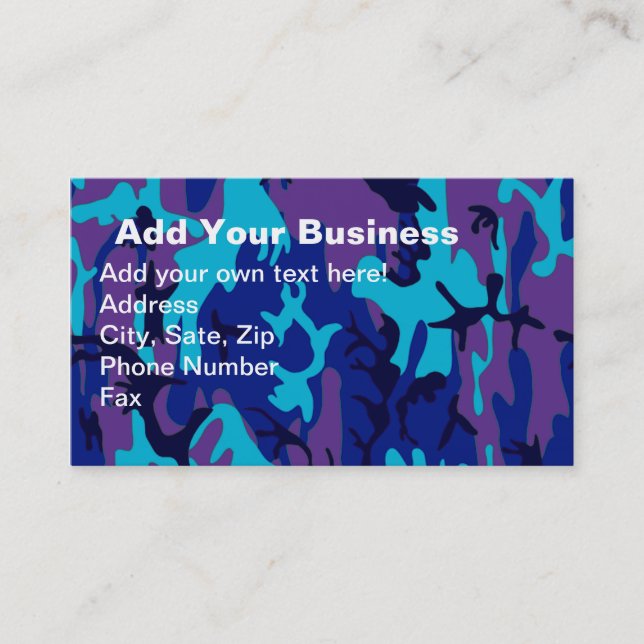 Dark Blue und Lila Camouflage Business Card Visitenkarte (Vorderseite)
