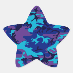 Dark Blue und Lila Camouflage Star Sticker