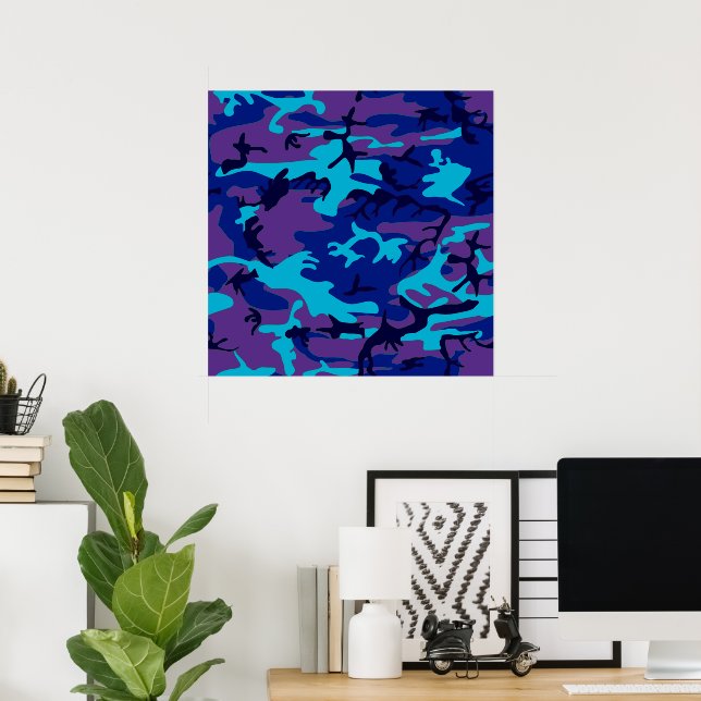 Dark Blue und Lila Camouflage Value Poster (Heimbüro)