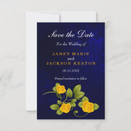 Dark Blue und Marigold Yellow Rose Wedding Save The Date