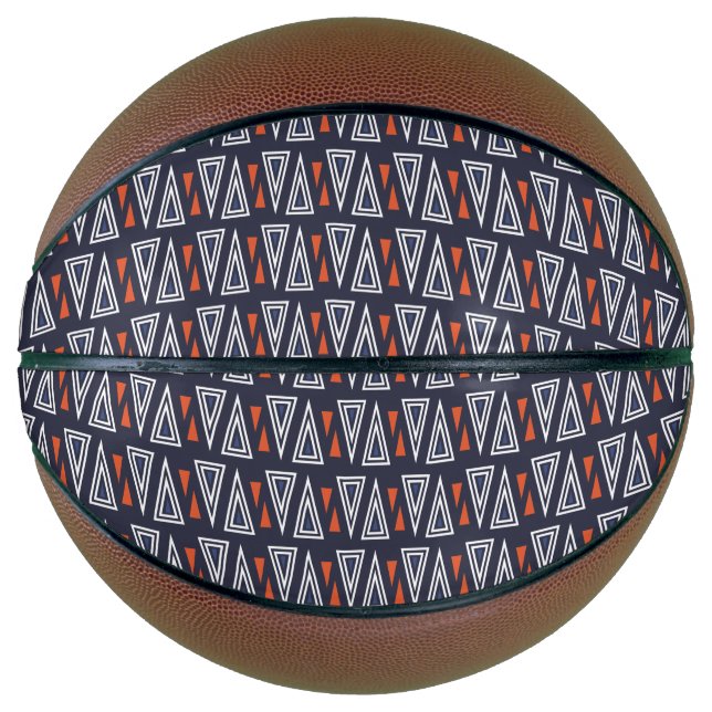 Dark Blue und Red Geometric Triangle Pattern Basketball (Vorderseite)