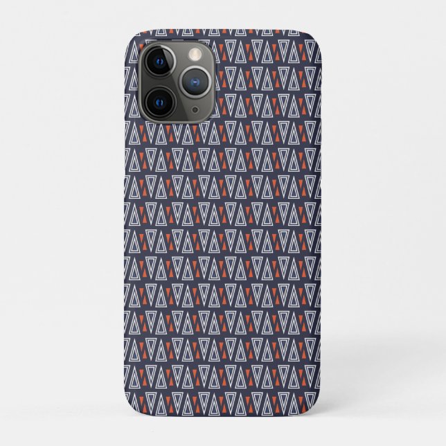 Dark Blue und Red Geometric Triangle Pattern Case-Mate iPhone Hülle (Rückseite)