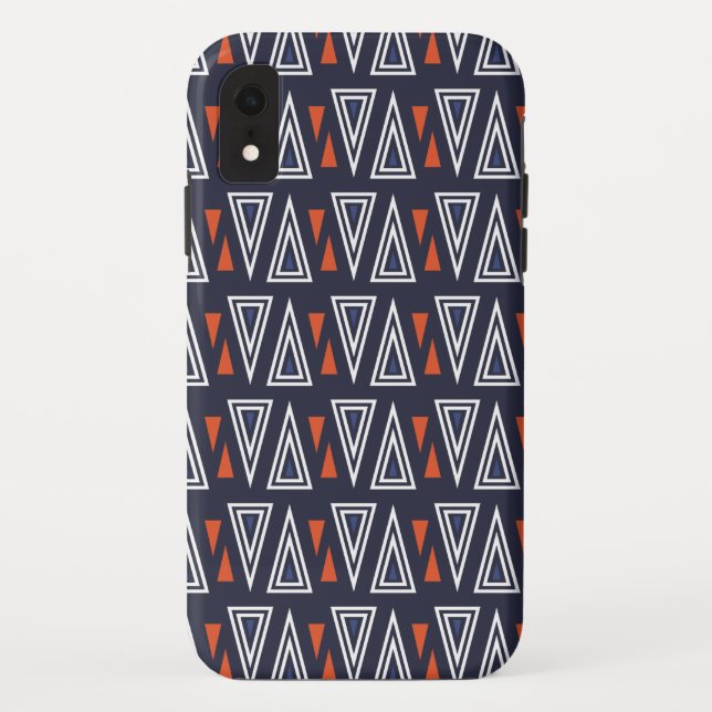 Dark Blue und Red Geometric Triangle Pattern Case-Mate iPhone Hülle (Rückseite)