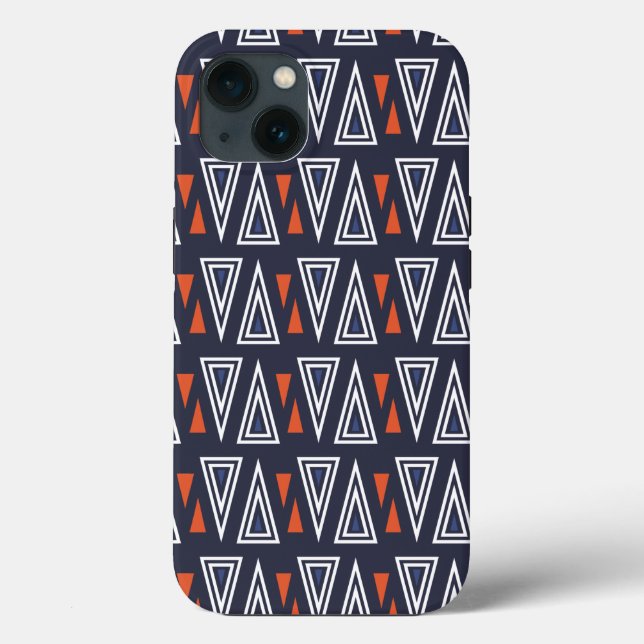 Dark Blue und Red Geometric Triangle Pattern Case-Mate iPhone Hülle (Rückseite)