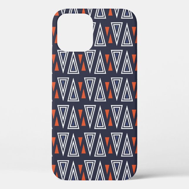 Dark Blue und Red Geometric Triangle Pattern Case-Mate iPhone Hülle (Rückseite)