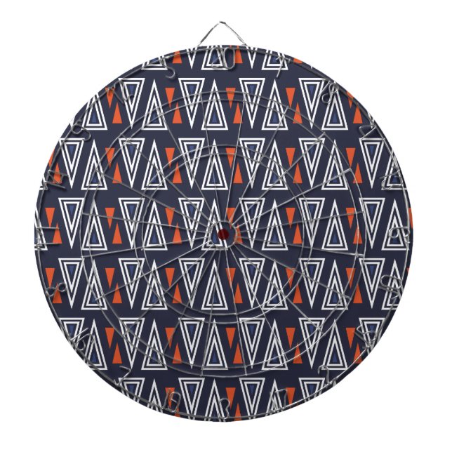 Dark Blue und Red Geometric Triangle Pattern Dartscheibe (vorne)
