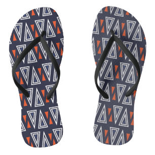 Dark Blue und Red Geometric Triangle Pattern Flip Flops