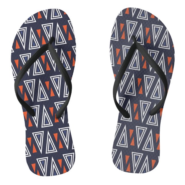 Dark Blue und Red Geometric Triangle Pattern Flip Flops (Fußbett)