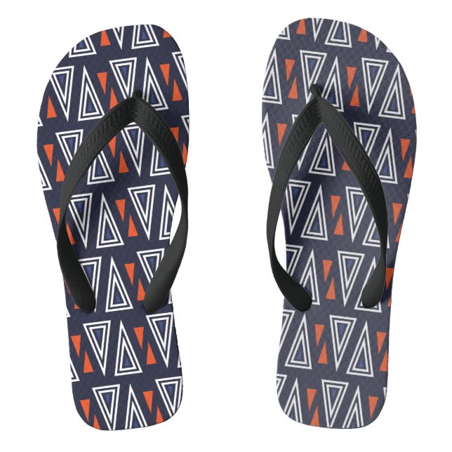 Dark Blue und Red Geometric Triangle Pattern Flip Flops (Fußbett)