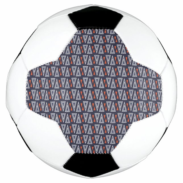 Dark Blue und Red Geometric Triangle Pattern Fußball (Vorderseite)