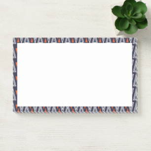 Dark Blue und Red Geometric Triangle Pattern Post-it Klebezettel