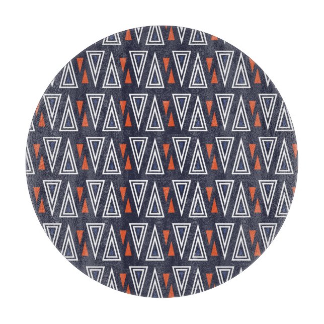 Dark Blue und Red Geometric Triangle Pattern Schneidebrett (Vorderseite)