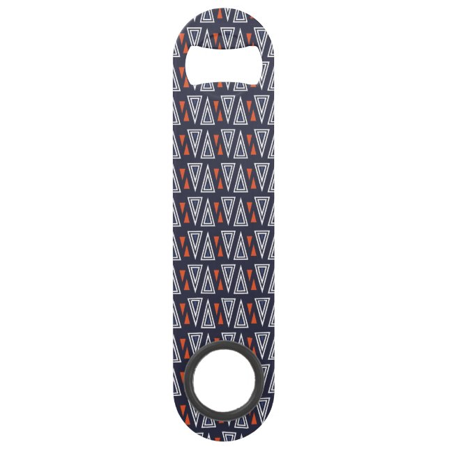 Dark Blue und Red Geometric Triangle Pattern Speed Flaschenöffner (Vorderseite)