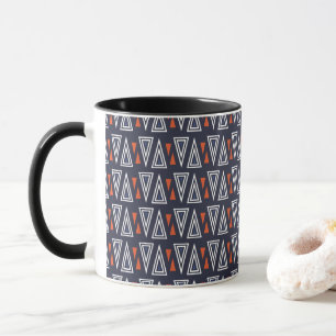 Dark Blue und Red Geometric Triangle Pattern Tasse