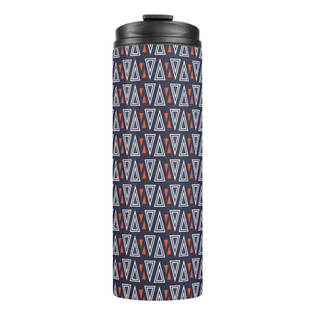 Dark Blue und Red Geometric Triangle Pattern Thermosbecher (Vorderseite)