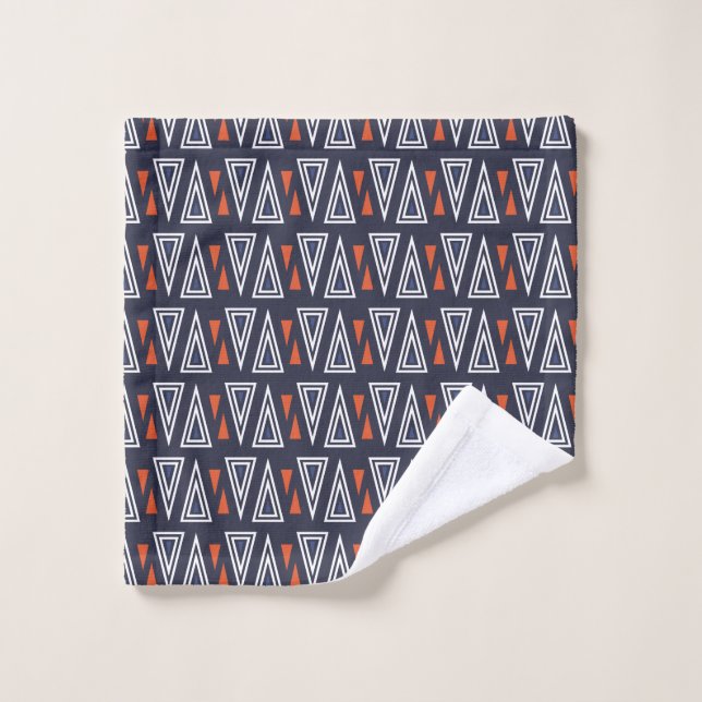 Dark Blue und Red Geometric Triangle Pattern Waschlappen (Waschlappen)