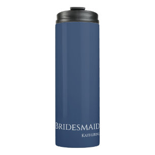Dark Blue und White Bridesmaid- Thermosbecher