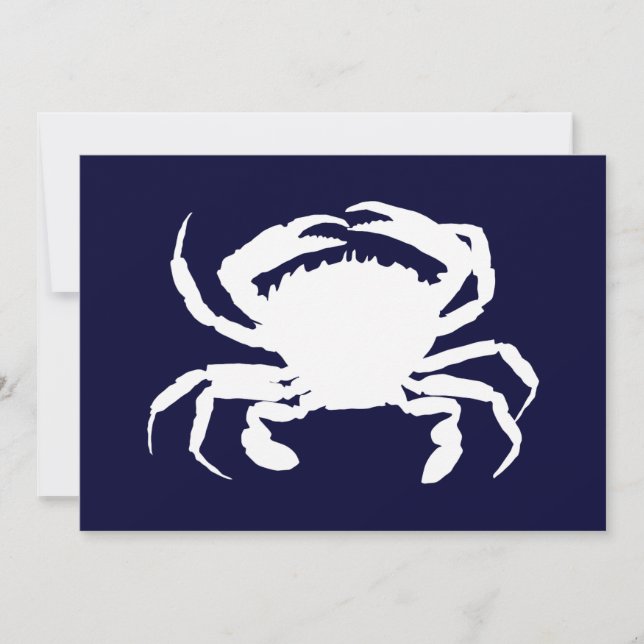 Dark Blue und White Crab Form Einladung (Vorderseite)