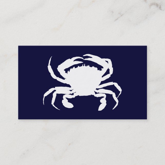 Dark Blue und White Crab Form Visitenkarte (Vorderseite)