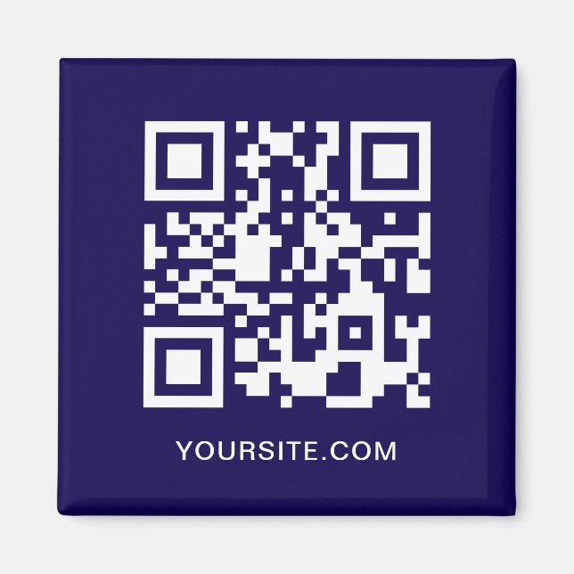 Dark Blue und White Website QR Code Promo Magnet (Vorne)
