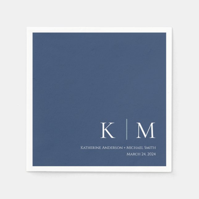 Dark Blue und White Wedding- Serviette (Vorderseite)