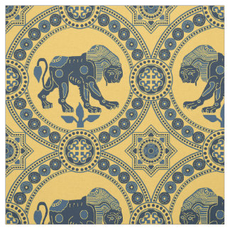 Dark Blue und Yellow Lion of St. Julian Stoff