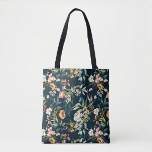 Dark Blue Vintag Style Garden Blume Muster