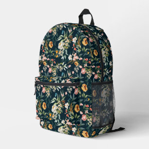 Dark Blue Vintag Style Garden Blume Muster Bedruckter Rucksack