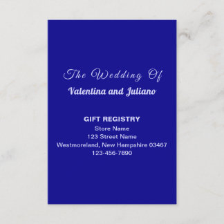 Dark Blue Wedding Gift Registry Portrait Begleitkarte