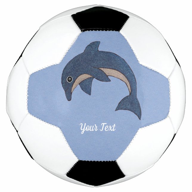 Dark Blue White Jumping Dolphin Glitzer Look Fußball (Vorderseite)