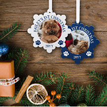 Dark Blue White Paw druckt Puppy's 1. Weihnachten