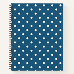 Dark Blue & White Polka Dot Spiral Notebook Notizbuch