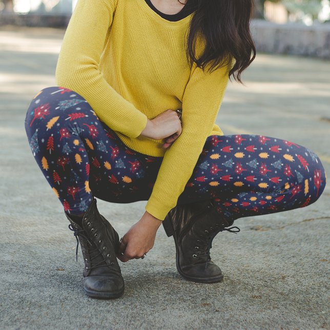 Dark Blue Xmas Bäume Weihnachten Pajama Pants Leggings (Von Creator hochgeladen)