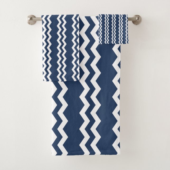Dark Blue Zig Zag Design - Handtuchdesign Set (Insitu)