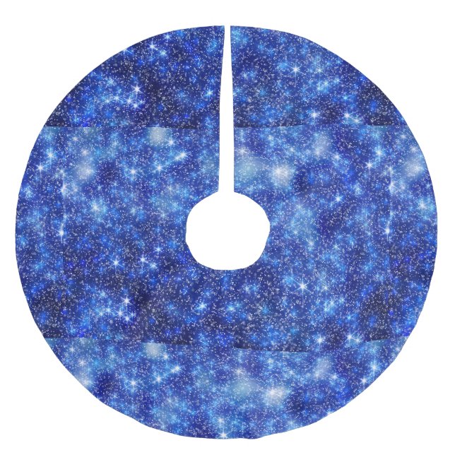 Dark Blurred Blue Starry Stars Weihnachten  Polyester Weihnachtsbaumdecke (Vorderseite)