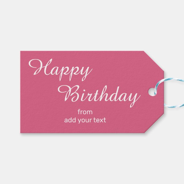 Dark Blush Pink Geburtstagsgeschenke Tags Geschenkanhänger (Vorderseite (Horizontal))