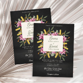 Dark Blush Pink Lily Botanical Wedding Einladungspostkarte