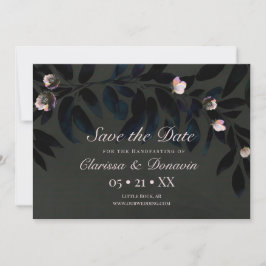 Dark Boho Floral Blätter Save the Date behandeln