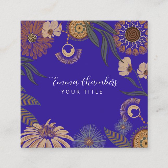 Dark Boho Floral Quadratische Visitenkarte (Vorderseite)