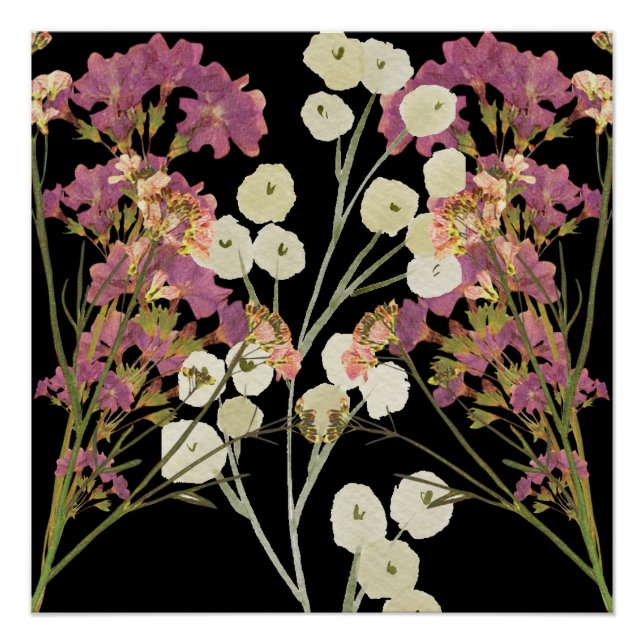 Dark Boho Pressed Paper-Blume Poster (Vorderseite)