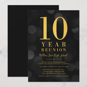 Dark Bokeh Lights 10-Jahres-Wiedersehen Einladung