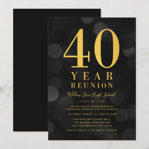Dark Bokeh Lights 40-Jahres-Wiedersehen Einladung