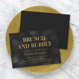 Dark Bokeh Lights Brunch und Bubbly Brautparty Einladung