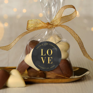 Dark Bokeh Lights Imitate Gold Liebe Runder Aufkleber