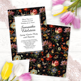 Dark Botanic Baroque Floral Einladung