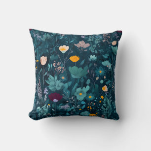 Dark Botanic Floral Pattern Kissen