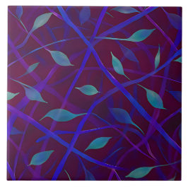 Dark Botanical Burgundy Jewel Foliage Abstrakt Fliese