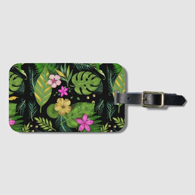 "Dark Botanical Garden - Vintages Blumenmuster" Gepäckanhänger (Vorderseite (Horizontal))